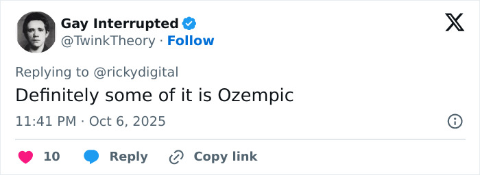 Screenshot of a tweet mentioning Ozempic, in a discussion related to Mandy Moore’s unrecognizable new look baffling fans. Screenshot of a tweet mentioning Ozempic, in a discussion related to Mandy Moore’s unrecognizable new look baffling fans.