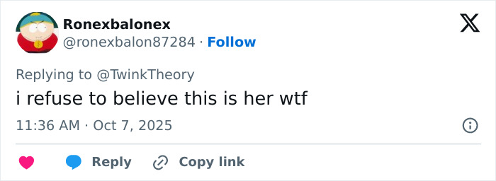 Tweet from user Ronexbalonex expressing disbelief about Mandy Moore's unrecognizable new look, posted October 7, 2025. Tweet from user Ronexbalonex expressing disbelief about Mandy Moore's unrecognizable new look, posted October 7, 2025.