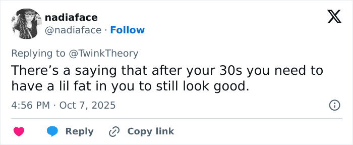 Tweet by user nadiaface discussing appearance changes after 30s related to Mandy Moore's unrecognizable new look. Tweet by user nadiaface discussing appearance changes after 30s related to Mandy Moore's unrecognizable new look.
