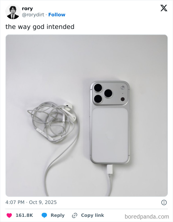 Tweet showing a humorous comment with a smartphone connected to tangled earbuds, related to Netflix gotta add a comment section.
