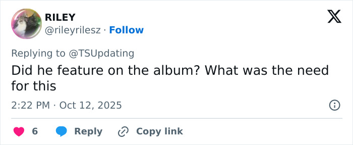 Tweet from a user questioning Travis Kelce's autograph on Taylor Swift albums amid tradwife fans' fury online. Tweet from a user questioning Travis Kelce's autograph on Taylor Swift albums amid tradwife fans' fury online.
