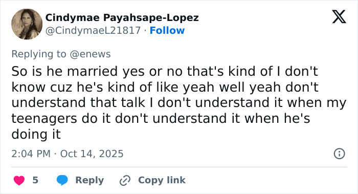 Tweet from Cindynmae Payahsape-Lopez questioning Keanu Reeves Alexandra Grant marriage rumors and expressing confusion over the topic. Tweet from Cindynmae Payahsape-Lopez questioning Keanu Reeves Alexandra Grant marriage rumors and expressing confusion over the topic.
