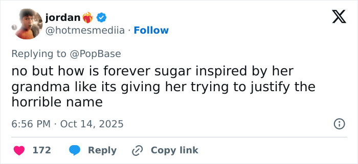 Tweet discussing pop star baffling fans by naming her son after her diabetes, sparking reactions about the unusual name choice. Tweet discussing pop star baffling fans by naming her son after her diabetes, sparking reactions about the unusual name choice.