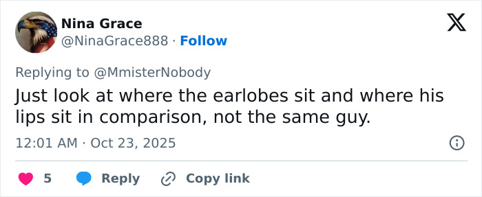 Twitter reply discussing differences in earlobes and lips, commenting on Bradley Cooper's radical makeover compared to Barry Manilow. Twitter reply discussing differences in earlobes and lips, commenting on Bradley Cooper's radical makeover compared to Barry Manilow.