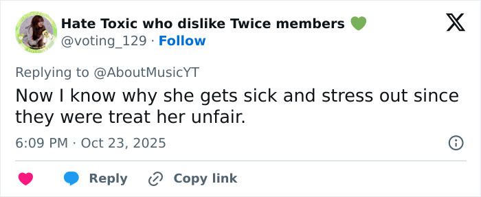 Tweet from a K-Pop fan discussing stress and unfair treatment related to Park Bom’s plastic surgery transformation. Tweet from a K-Pop fan discussing stress and unfair treatment related to Park Bom’s plastic surgery transformation.