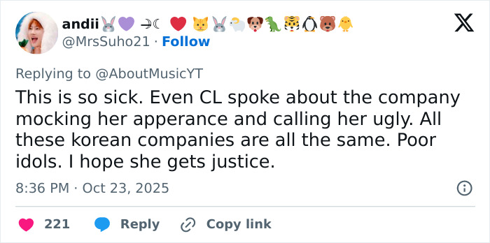 Tweet criticizing Korean companies for mocking K-Pop icon Park Bom’s appearance amid her plastic surgery transformation controversy. Tweet criticizing Korean companies for mocking K-Pop icon Park Bom’s appearance amid her plastic surgery transformation controversy.