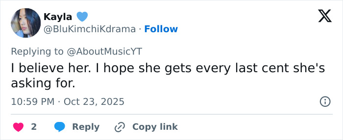 Tweet from Kayla expressing support for K-Pop icon Park Bom amid her plastic surgery and personal struggles. Tweet from Kayla expressing support for K-Pop icon Park Bom amid her plastic surgery and personal struggles.