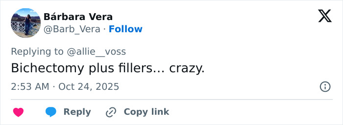 Tweet by Bárbara Vera commenting on Selena Gomez's face in new music video, mentioning bichectomy and fillers reactions. Tweet by Bárbara Vera commenting on Selena Gomez's face in new music video, mentioning bichectomy and fillers reactions.