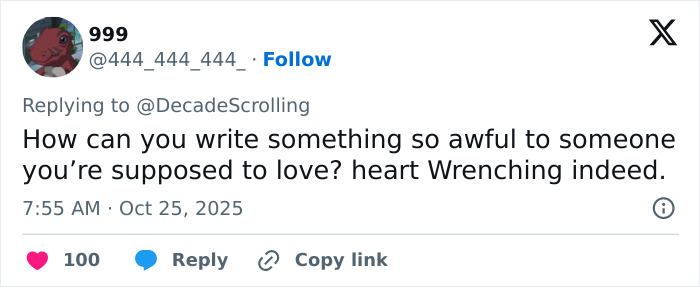 Tweet expressing emotional pain about betrayal, relating to Lily Allen's new album and disturbing claims about David Harbour's alleged cheating. Tweet expressing emotional pain about betrayal, relating to Lily Allen's new album and disturbing claims about David Harbour's alleged cheating.