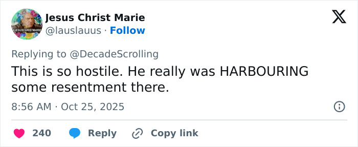 Tweet discussing resentment with reference to David Harbour amid claims linked to Lily Allen's explosive new album. Tweet discussing resentment with reference to David Harbour amid claims linked to Lily Allen's explosive new album.