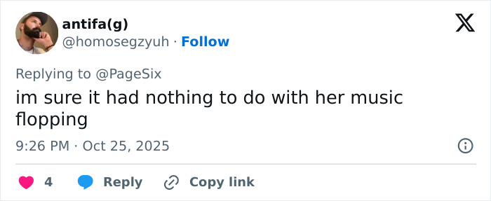 Screenshot of a Twitter reply comment discussing Nelly Furtado quitting music amid online body-shaming controversy. Screenshot of a Twitter reply comment discussing Nelly Furtado quitting music amid online body-shaming controversy.