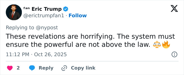 Screenshot of a tweet responding to George Clooney breaking silence over grotesque allegation in Virginia Giuffre Epstein memoir.