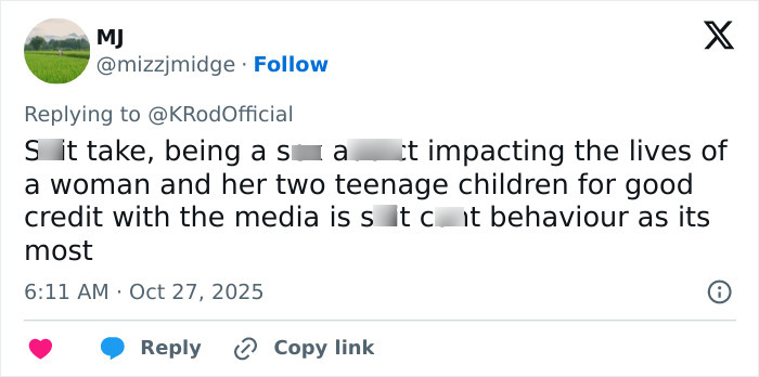 Tweet discussing a woman and her teenage children amid media impact, related to Lily Allen's explosive new album and claims about David Harbour. Tweet discussing a woman and her teenage children amid media impact, related to Lily Allen's explosive new album and claims about David Harbour.