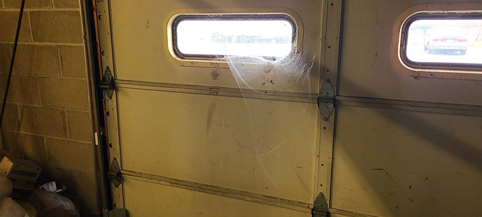 Old office door covered in grime and spider webs, part of cleaning out deceased coworker’s workspace task. Old office door covered in grime and spider webs, part of cleaning out deceased coworker’s workspace task.