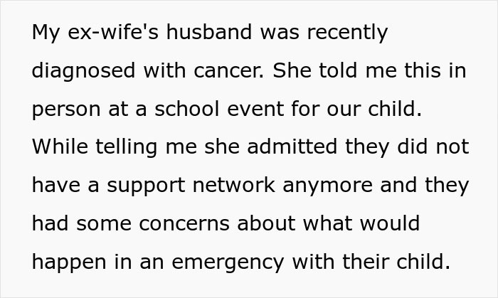 Text discussing a woman expecting help from ex-husband after leaving him for another man, facing a reality check instead. Text discussing a woman expecting help from ex-husband after leaving him for another man, facing a reality check instead.