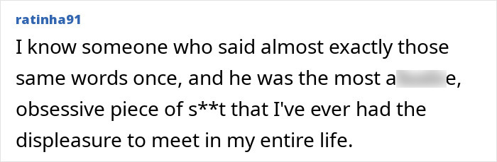 Screenshot of an online comment discussing a toxic marriage with explicit language mentioning obsessive behavior. Screenshot of an online comment discussing a toxic marriage with explicit language mentioning obsessive behavior.