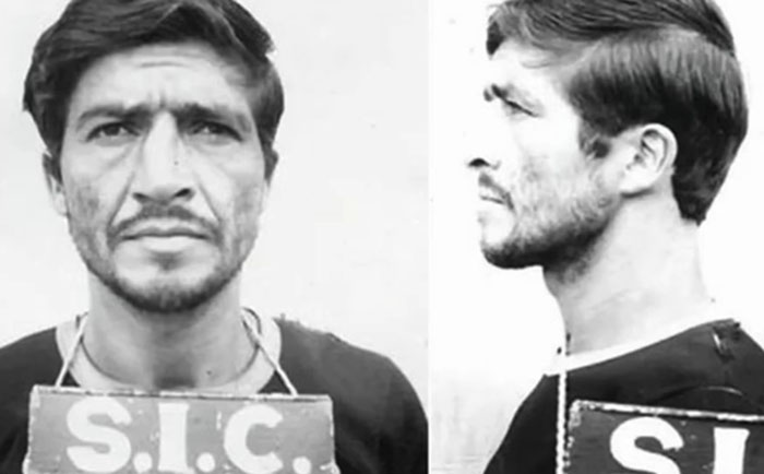 Mugshot of a man labeled as a monster who strangled over 100 young girls, now free and location unknown. Mugshot of a man labeled as a monster who strangled over 100 young girls, now free and location unknown.
