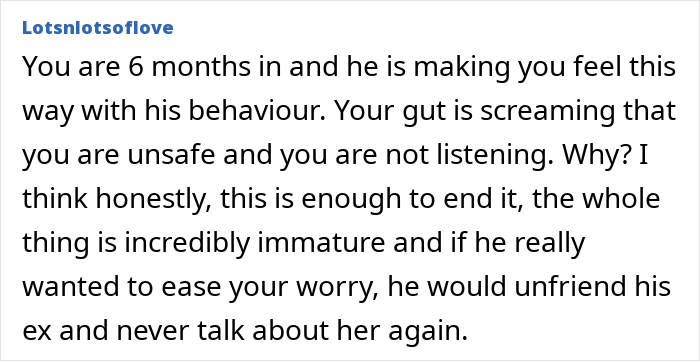 Alt text: Middle-aged woman feeling insecure and worried about boyfriend enjoying attention from his newly-single ex.