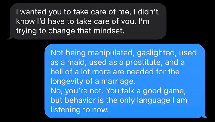 Text message exchange showing a woman reconsidering her marriage after disturbing confession and emotional manipulation. Text message exchange showing a woman reconsidering her marriage after disturbing confession and emotional manipulation.