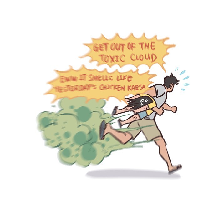 Malaysian artist draws early dating phase with her tall geeky husband in a relatable comic style illustration.