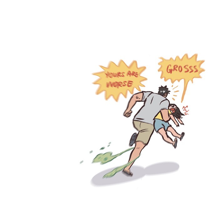 Malaysian artist draws early dating phase with her tall geeky husband in a relatable comic style illustration.