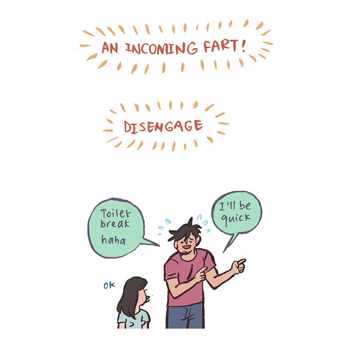 Malaysian artist draws early dating phase with her tall geeky husband in a relatable comic style illustration.