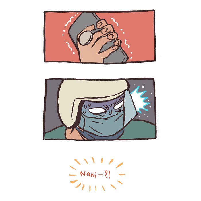 Malaysian artist cartoon showing her life with tall geeky husband, highlighting their playful and relatable contrasts.