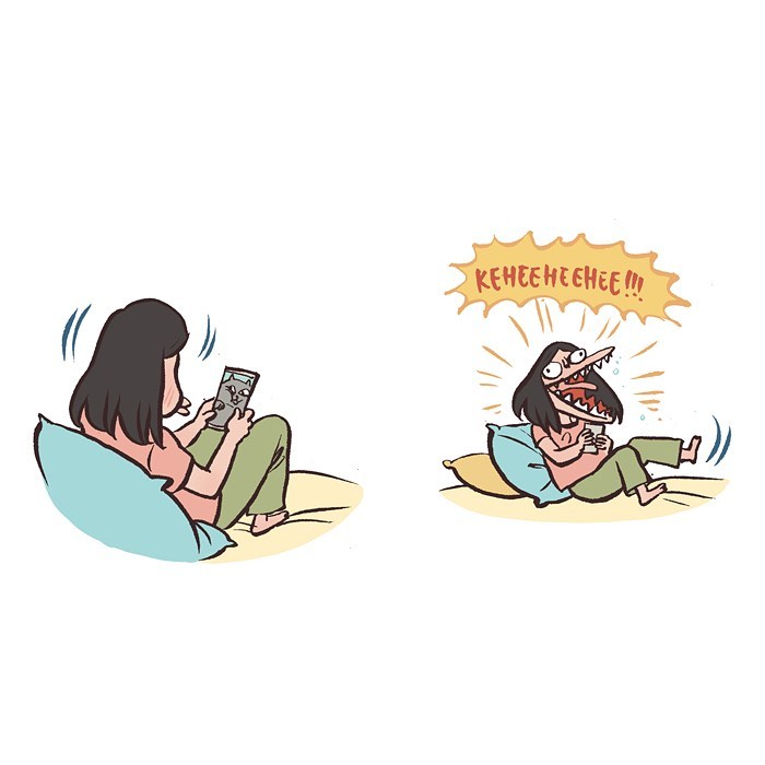 Malaysian artist’s relatable cartoon shows a young man reading a book with changing expressions over time.