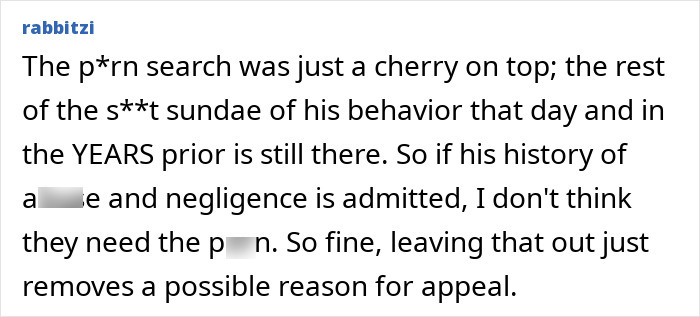 Comment discussing dad’s adult video search and negligence while 2-year-old daughter died in a hot car incident. Comment discussing dad’s adult video search and negligence while 2-year-old daughter died in a hot car incident.