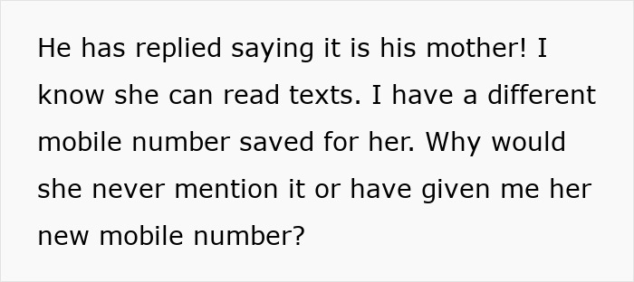 Text message conversation showing confusion about mystery calls from mother-in-law’s mobile number not previously shared. Text message conversation showing confusion about mystery calls from mother-in-law’s mobile number not previously shared.