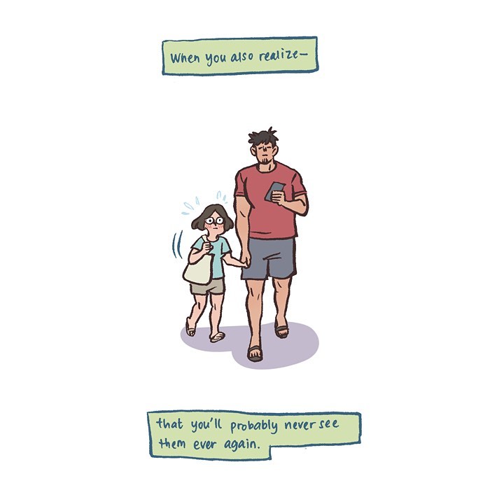 Malaysian artist’s comic shows her life with tall geeky husband holding hands, capturing relatable everyday moments.