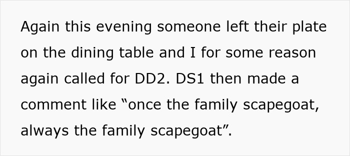 Text showing a mom reflecting on using her daughter as a family scapegoat years later with regret. Text showing a mom reflecting on using her daughter as a family scapegoat years later with regret.