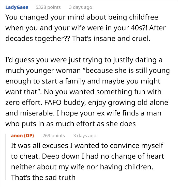 Reddit conversation about man leaving wife for a younger woman and facing the harsh truth of his selfish choice. Reddit conversation about man leaving wife for a younger woman and facing the harsh truth of his selfish choice.