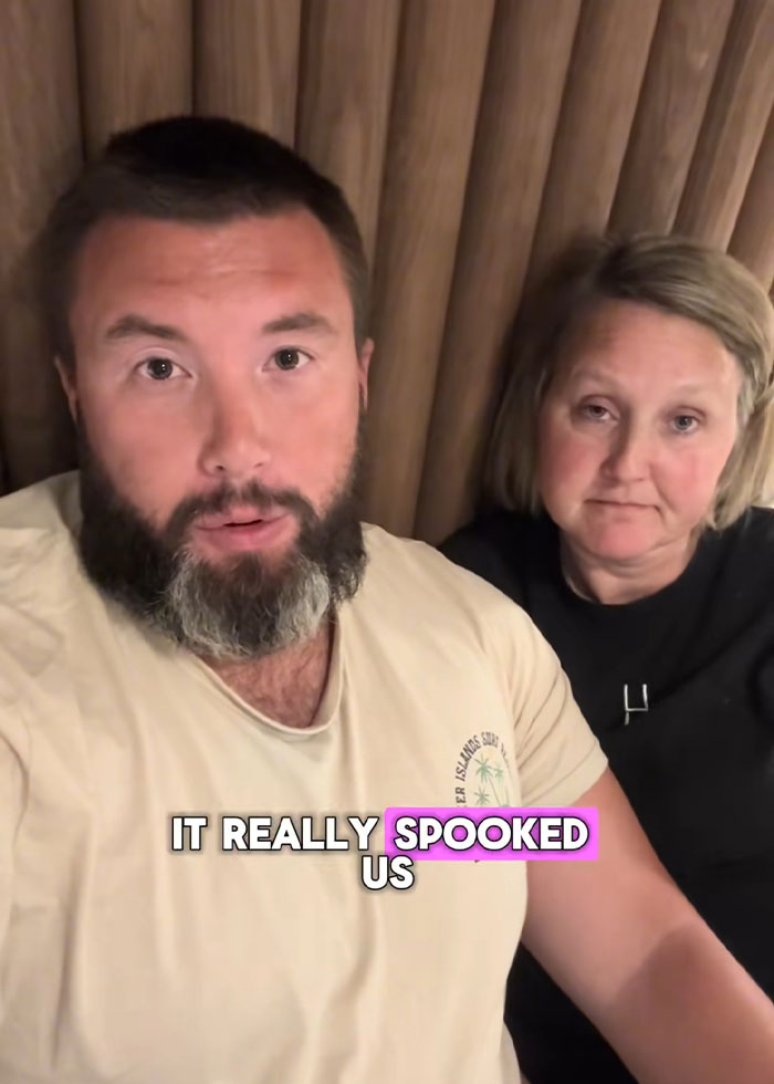 Man and woman looking concerned while sharing their experience about a disturbing discovery in a rental house. Man and woman looking concerned while sharing their experience about a disturbing discovery in a rental house.