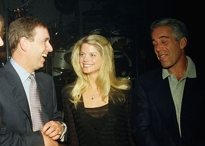 Prince Andrew with Virginia Giuffre and Jeffrey Epstein at an event, related to new allegations and memoir details. Prince Andrew with Virginia Giuffre and Jeffrey Epstein at an event, related to new allegations and memoir details.