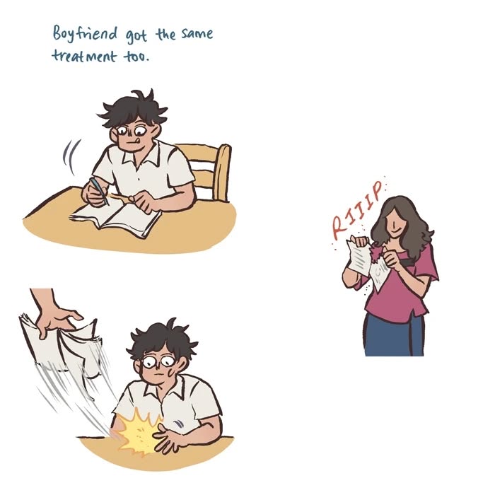 Malaysian artist’s relatable drawing of her tall, geeky husband and their shared love for drawing in class.