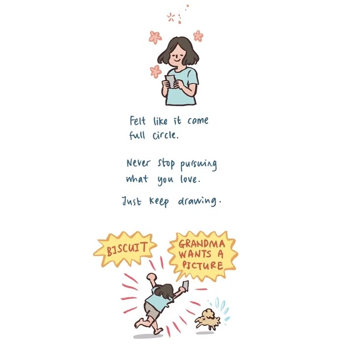 Malaysian artist’s relatable drawing of her tall, geeky husband and their shared love for drawing in class.