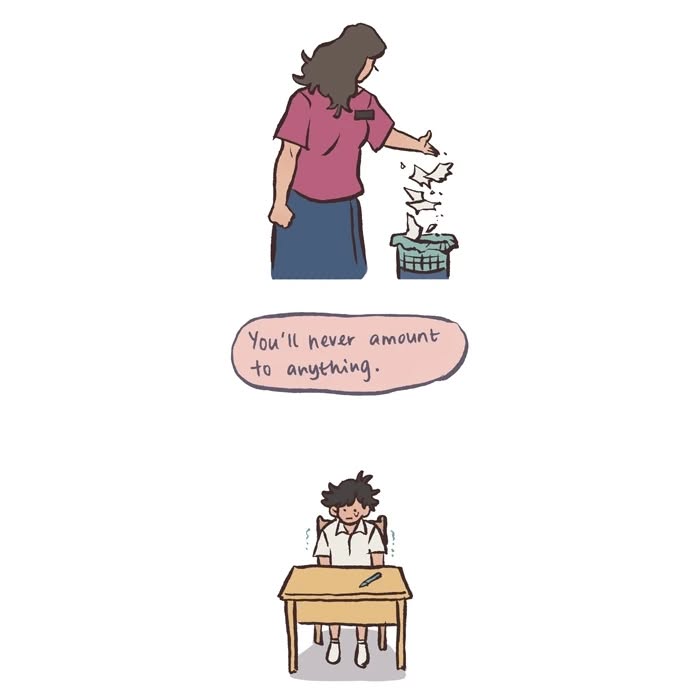 Malaysian artist’s relatable drawing of her tall, geeky husband and their shared love for drawing in class.