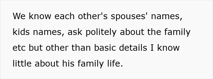 Text excerpt about knowing spouses and family details, relating to boss wife claim affair innocent worker context. Text excerpt about knowing spouses and family details, relating to boss wife claim affair innocent worker context.