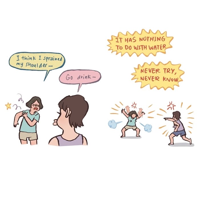 Malaysian artist drawing her life, showing relatable moments with her tall geeky husband in simple cartoon style.