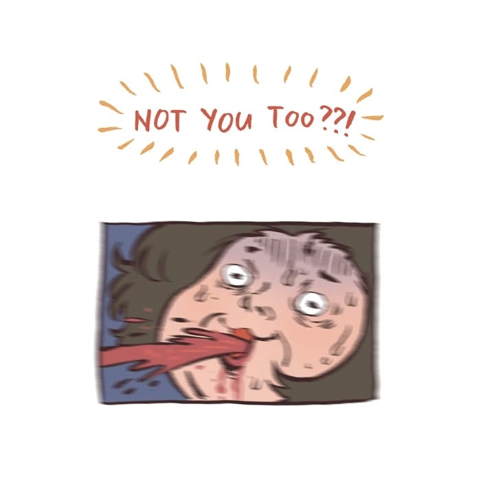 Malaysian artist drawing her life, showing relatable moments with her tall geeky husband in simple cartoon style.