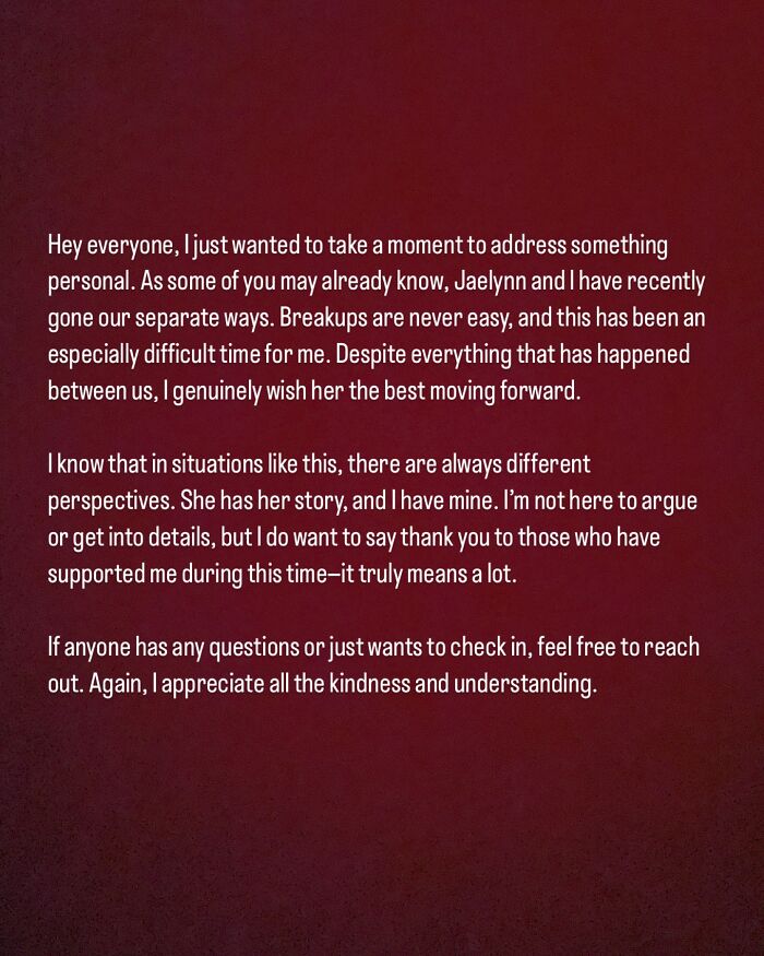 Statement on personal breakup shared by plus-size activist who demanded free seats on planes after alleged law issues. Statement on personal breakup shared by plus-size activist who demanded free seats on planes after alleged law issues.