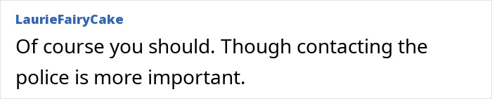 Comment discussing police contact in a dispute involving a neighbor threatening fraud reports during medical leave.
