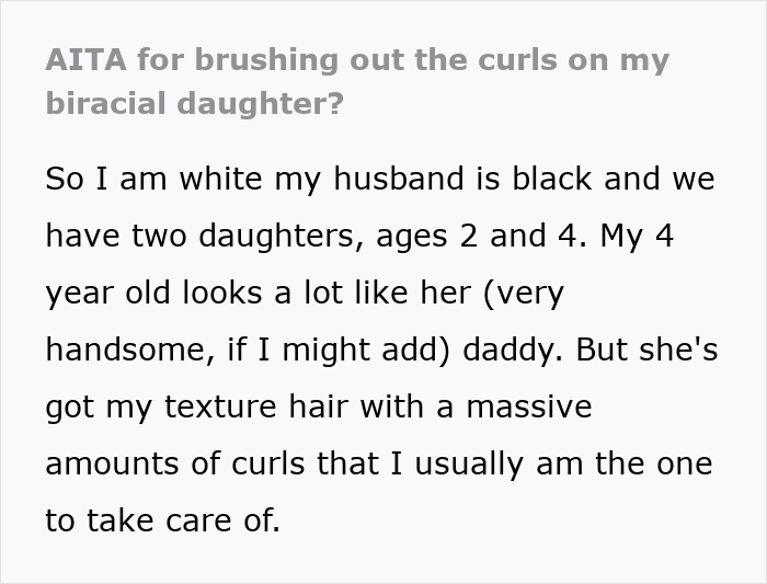Mom brushing out biracial daughter's curls faces backlash for whitewashing and cultural sensitivity from woke community. Mom brushing out biracial daughter's curls faces backlash for whitewashing and cultural sensitivity from woke community.