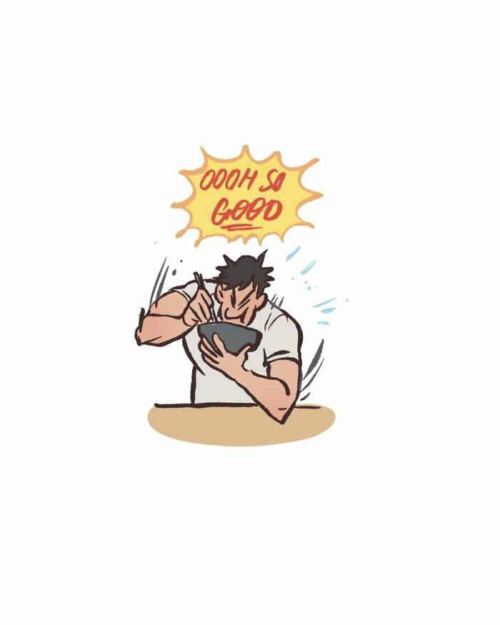 Malaysian artist's relatable comic showing her life with her tall, geeky husband in a humorous everyday disagreement.