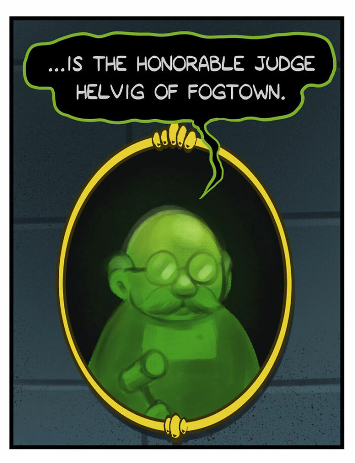 Comic scene with a king asking a magic mirror, featuring Port Sherry comics blending everyday moments and absurd twists.