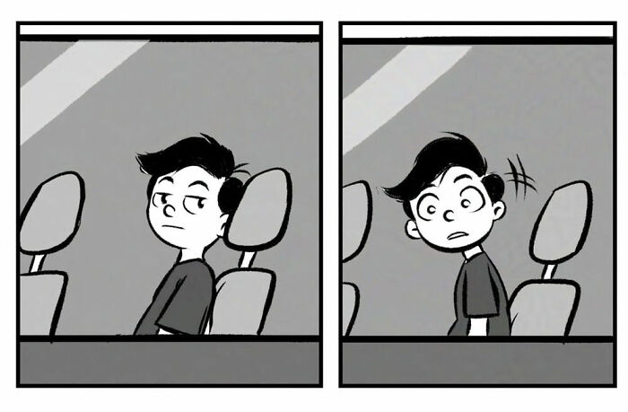 Black and white Port Sherry comic panels showing a dog whining and crying behind bars, blending everyday moments with absurd twists.