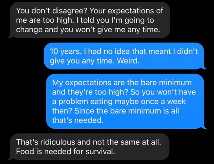 Text message conversation showing a woman rethinking her marriage after her husband's disturbing confession about expectations. Text message conversation showing a woman rethinking her marriage after her husband's disturbing confession about expectations.