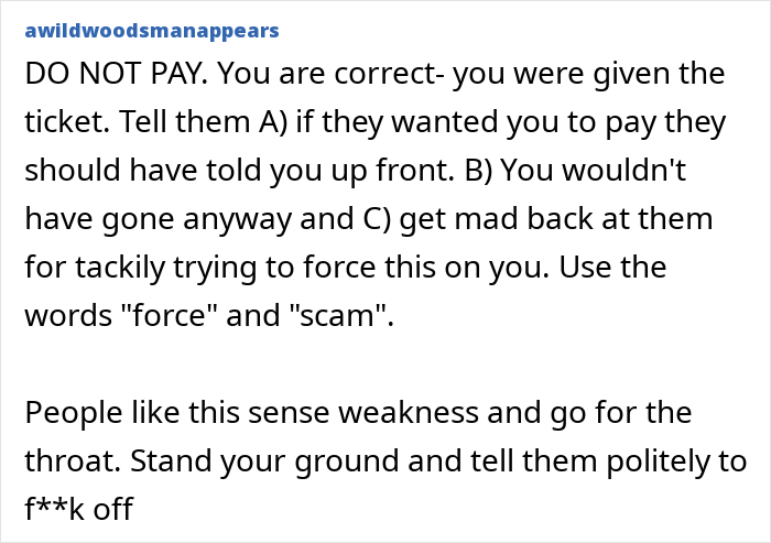 Text conversation about coworkers feeling scammed after attending superior’s wife’s show that was not actually free. Text conversation about coworkers feeling scammed after attending superior’s wife’s show that was not actually free.