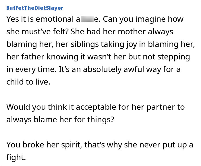 Forum post discussing emotional impact of a mom using her daughter as family scapegoat and the lasting regrets involved. Forum post discussing emotional impact of a mom using her daughter as family scapegoat and the lasting regrets involved.